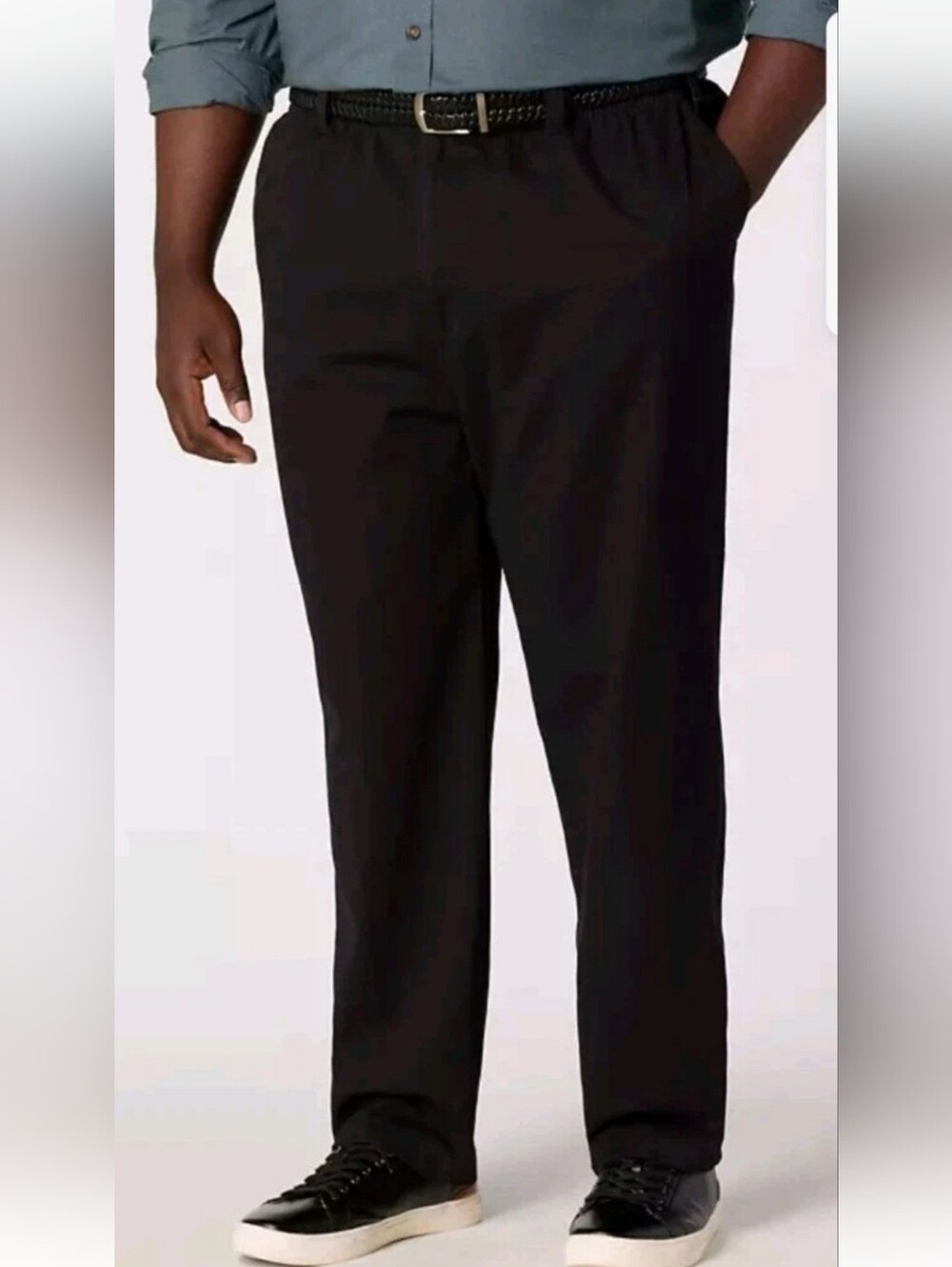 NWT Mens Harbor Bay HB Loose Fit Elastic Waist Pants Black Casual 1X  40x30